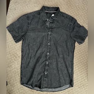 Saks Fifth Avenue 100% Cotton Shirt S Men's Short Sleeve Dark Gray NWT
